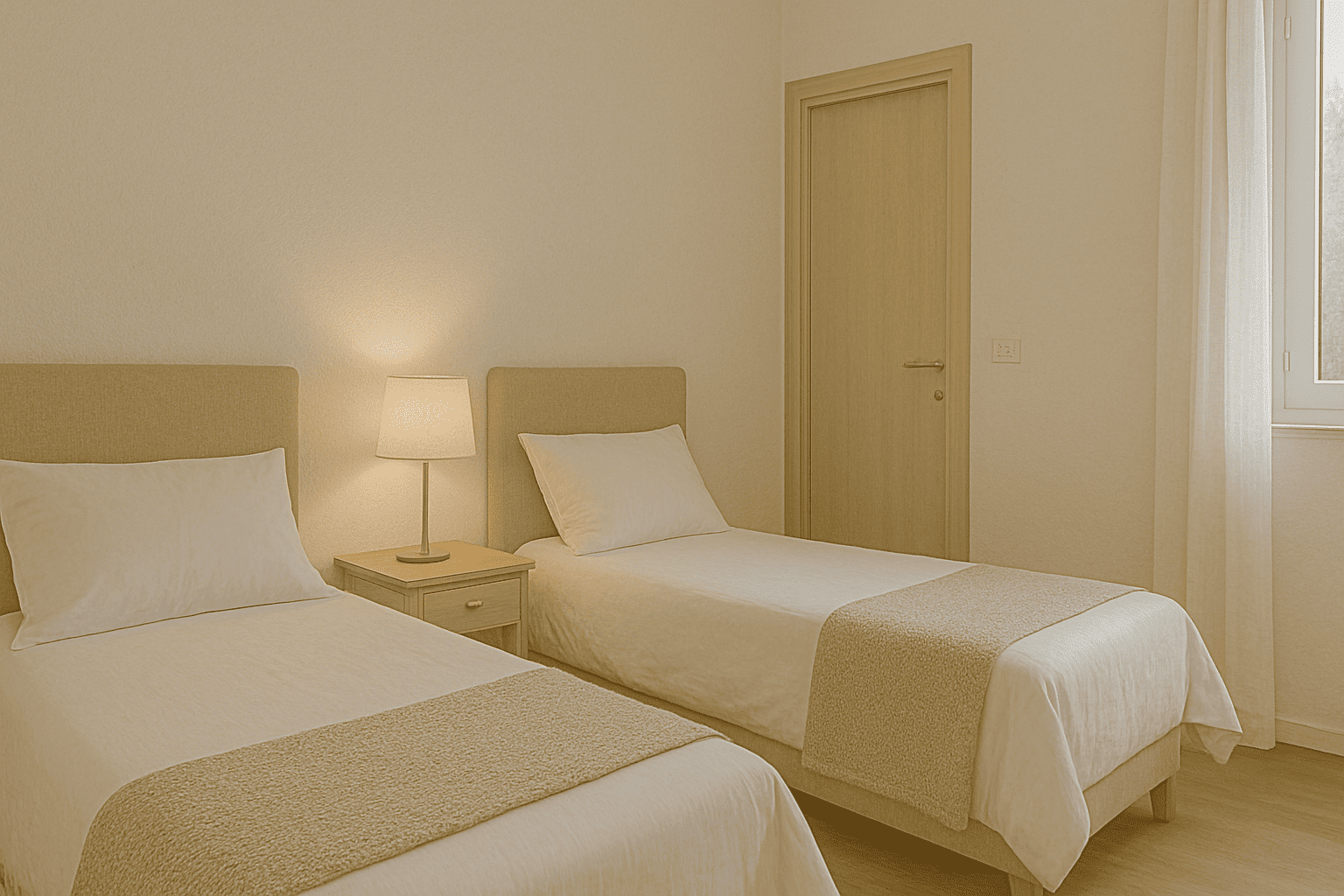 Foto do quarto com camas de solteiro