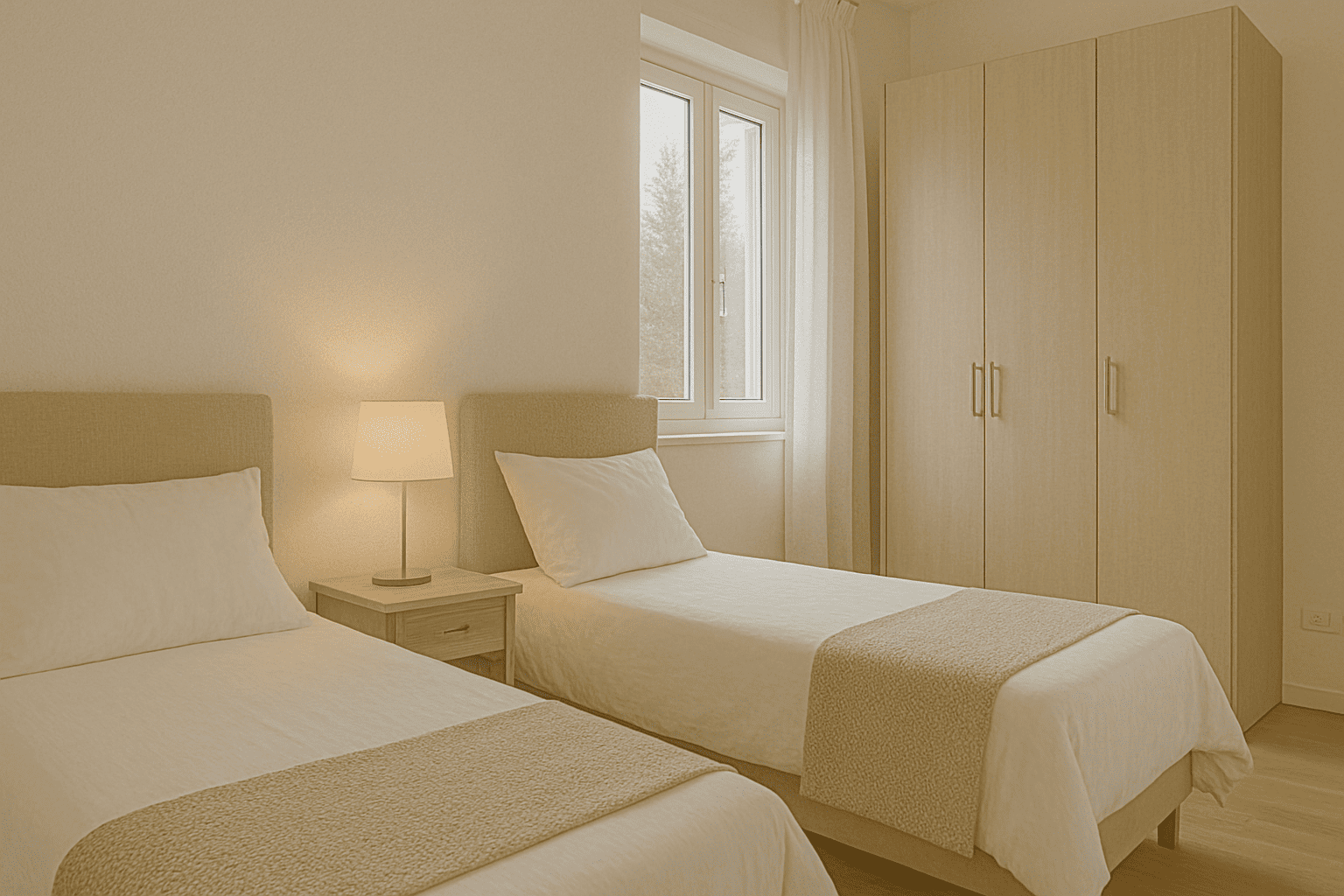 Foto do quarto com camas de solteiro