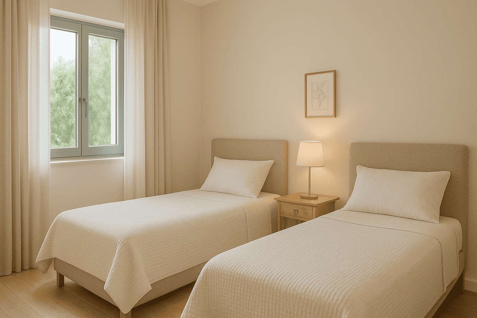 Foto do quarto com camas de solteiro